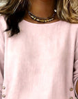 Casual Round Neck Button Design Top