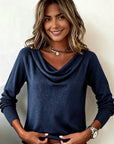 Fashionable Long-Sleeved Pile Collar Sweater
