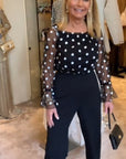 Casual See-Through Polka Dot Blouse