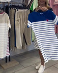 Crew Neck Casual Striped Dress