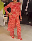 Elegant Polka Dot Slit suit