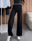 Casual Solid Color Zipper Pocket Straight Pants