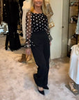 Casual See-Through Polka Dot Blouse