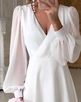 Elegant Puff-Sleeved V-Neck Dress