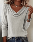 Fashionable Long-Sleeved Pile Collar Sweater