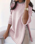 Crew Neck Contrasting Color Sweater