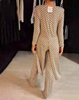 Elegant Polka Dot Slit suit