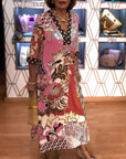 V-neck Printed Slit Dress