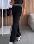 Casual Solid Color Zipper Pocket Straight Pants