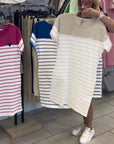 Crew Neck Casual Striped Dress
