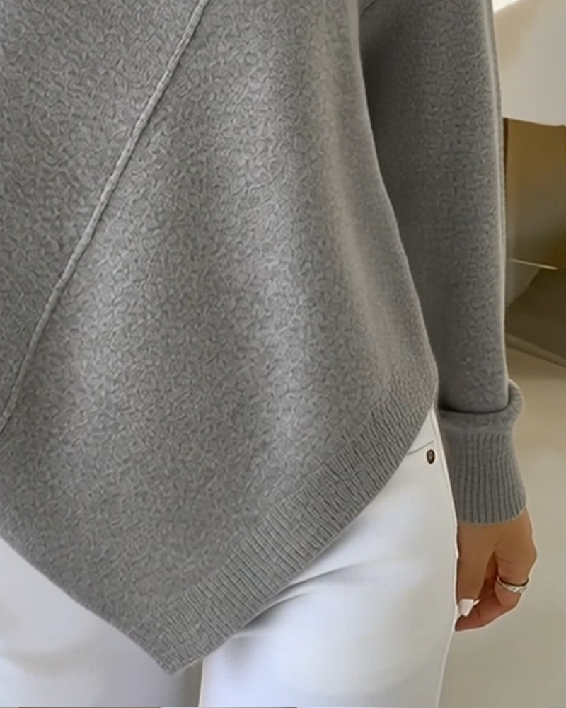 Asymmetrical Cowl Neck Sweater