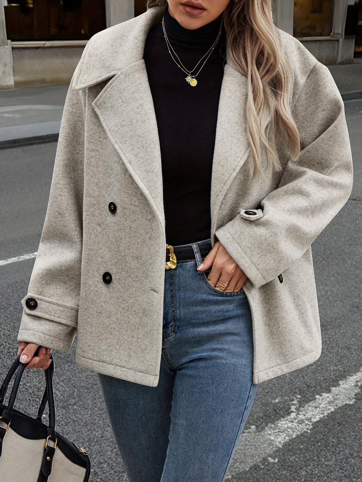 Stylish Double-Breasted Jacket with Button Details