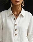 Shirt Collar Half-Placket Casual Two-Piece Set