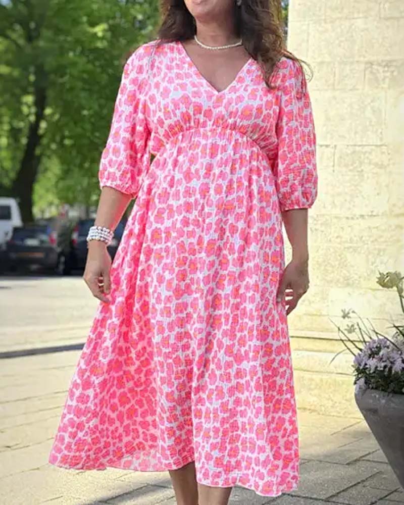 Women's V-Neck Print Dress