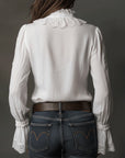 Lace Ruffle Bell Sleeve Blouse