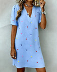 Colorful Heart Print V-Neck Dress