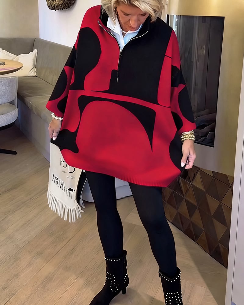 Half-Zip Stand Collar Fashionable Sweater