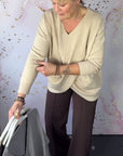 Irregular Hem V-Neck Sweater