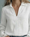 Elegant Solid Color Lace Bell Sleeve Blouse