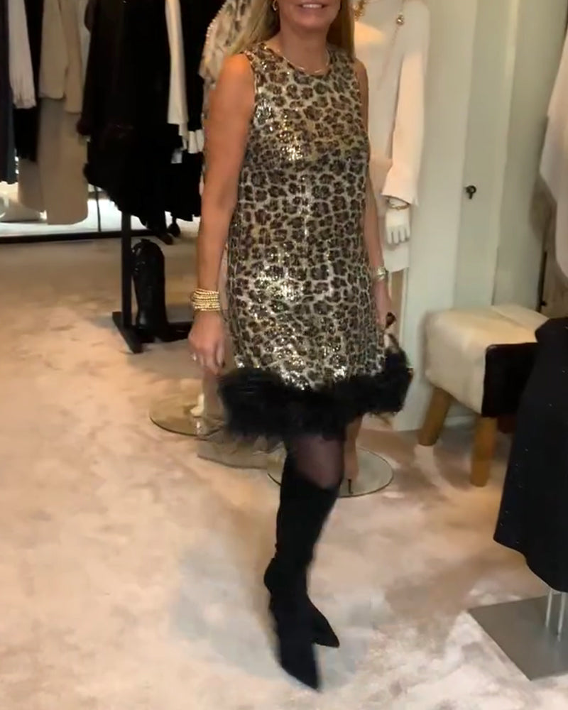 Sleeveless Leopard Print Fashion Dress