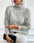 Turtleneck Fashionable Contrast Sweater
