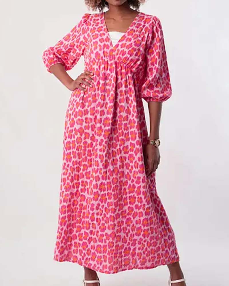 Women's V-Neck Print Dress