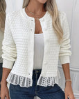 Long-Sleeved Lace-Paneled Sweater Coat