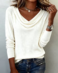 Fashionable Long-Sleeved Pile Collar Sweater