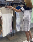 Crew Neck Casual Striped Dress