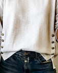 Casual Round Neck Button Design Top