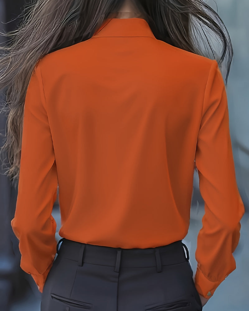Bow Ruffle Long-Sleeved Shirt
