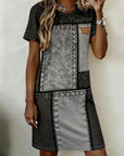 Retro Short-Sleeved Straight Dress