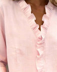 Ruffle V-Neck Long-Sleeve Blouse