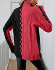 Elegant Striped Jumper With High Collar