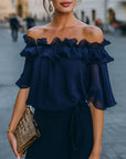 Elegant Off-Shoulder Ruffle Blouse