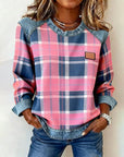 Plaid Patchwork Fashion Sweatshirt