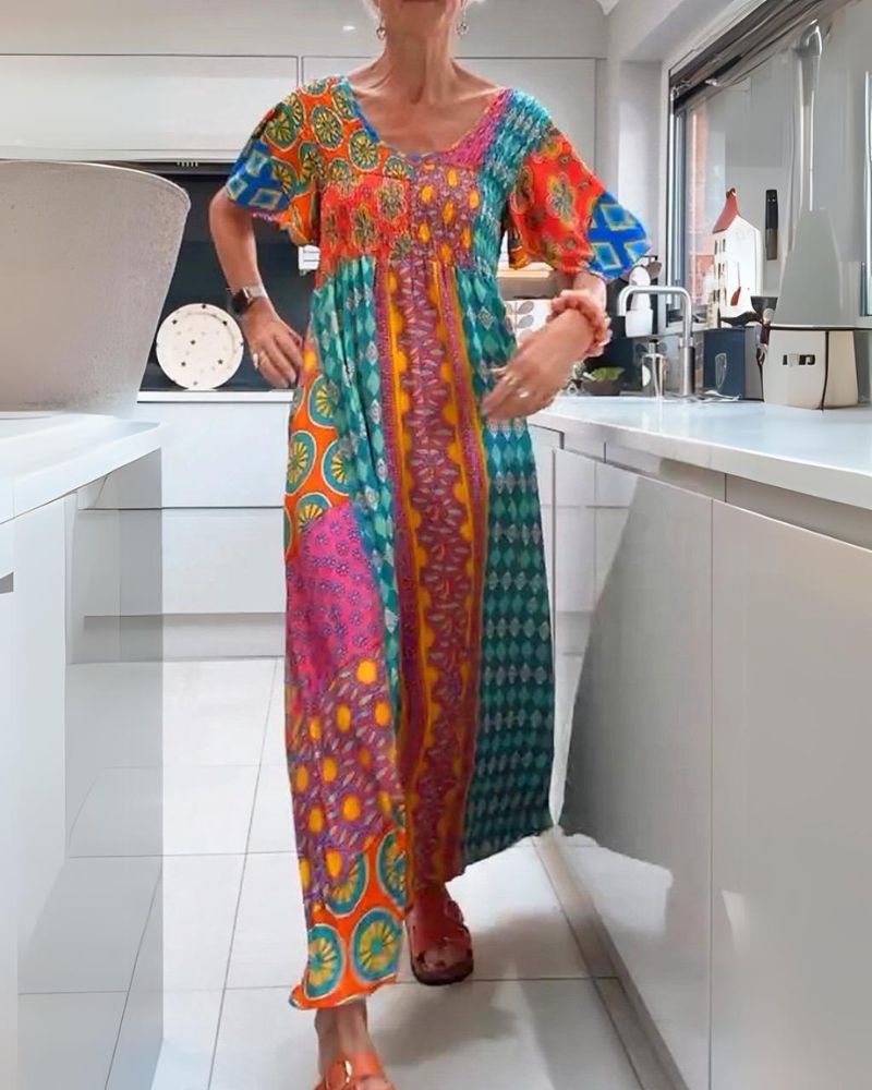 Boho Bliss Patchwork Maxi Dress