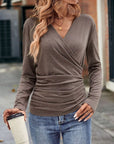 Deep V-Neck Long Sleeve T-Shirt for Women