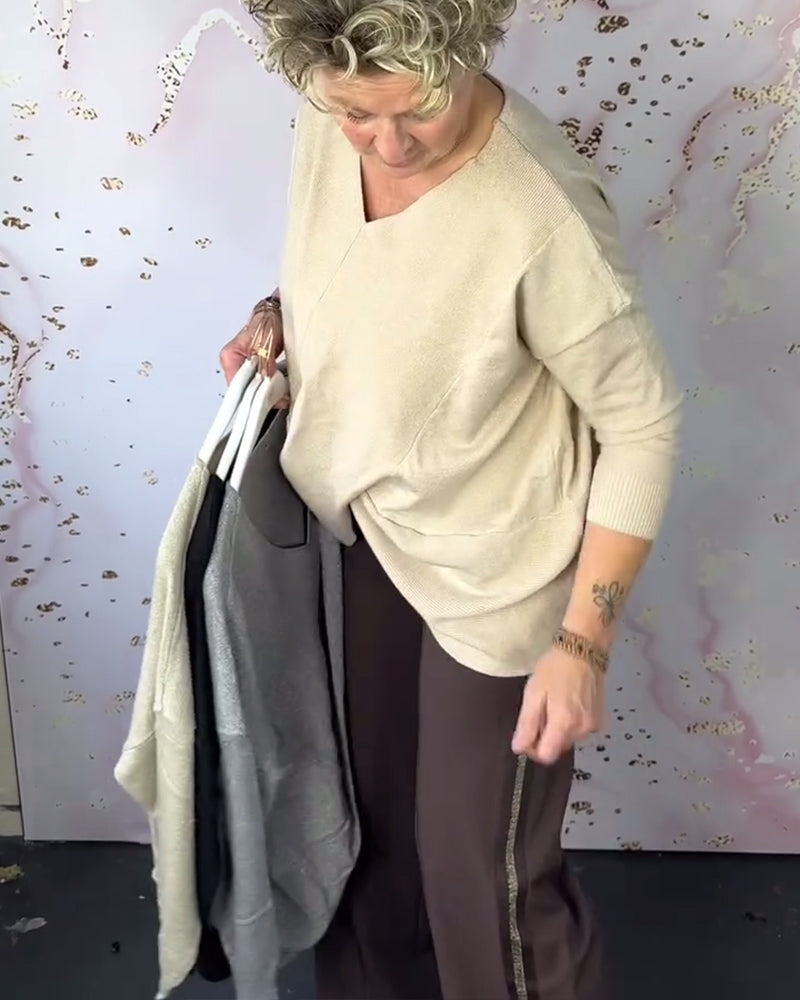 Irregular Hem V-Neck Sweater