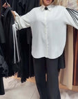 Contrast Line Long-Sleeved Shirt