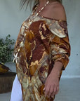Fashionable Slit Printed Blouse