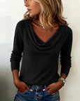 Fashionable Long-Sleeved Pile Collar Sweater