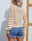 Women's V-Neck Button Front Long-Sleeved Knitted Cardigan