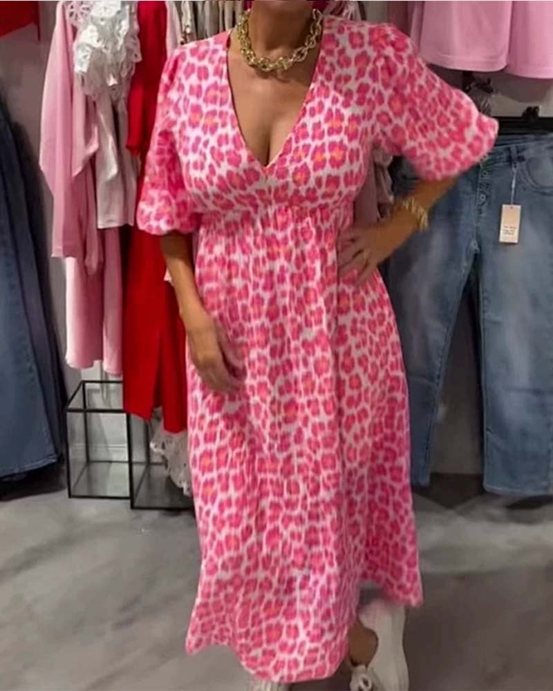 Women's V-Neck Print Dress