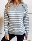 Striped Button Front Sweater