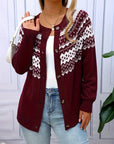 Women's Geometric-Patterned Acrylic Knit Cardigan