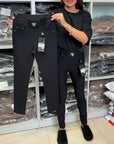 Stylish Solid Color Stretch Pants