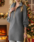 Zippered Stand-Up Collar Sweater