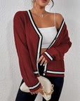 Casual Loose Fitting V Neck Knit Cardigan