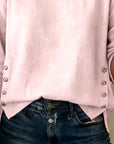 Casual Round Neck Button Design Top